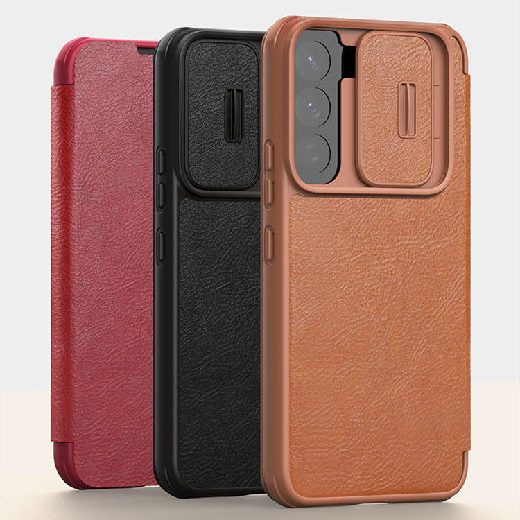 Miniatyrbilde: Étui en cuir de couverture de téléphone de couverture de poussée de lentille