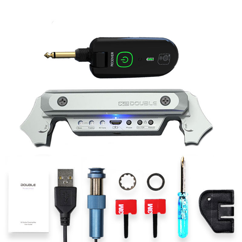 Thumbnail: DOUBLE X2 Acoustic Guitar Wireless Soundhole Pickup Upgraded Receiver MIC 3ms De