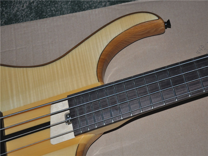 Thumbnail: 4 Strings ASH body Electric Bass Guitar with Flame Maple Veneer,Active pickups,N