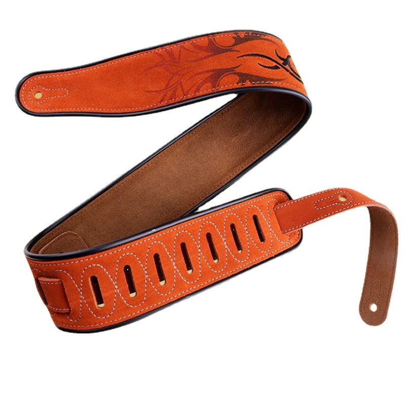 Thumbnail: Universal High-End Suede Full Leather Guitar Strap, Electric Acoustic Guitar, Ne