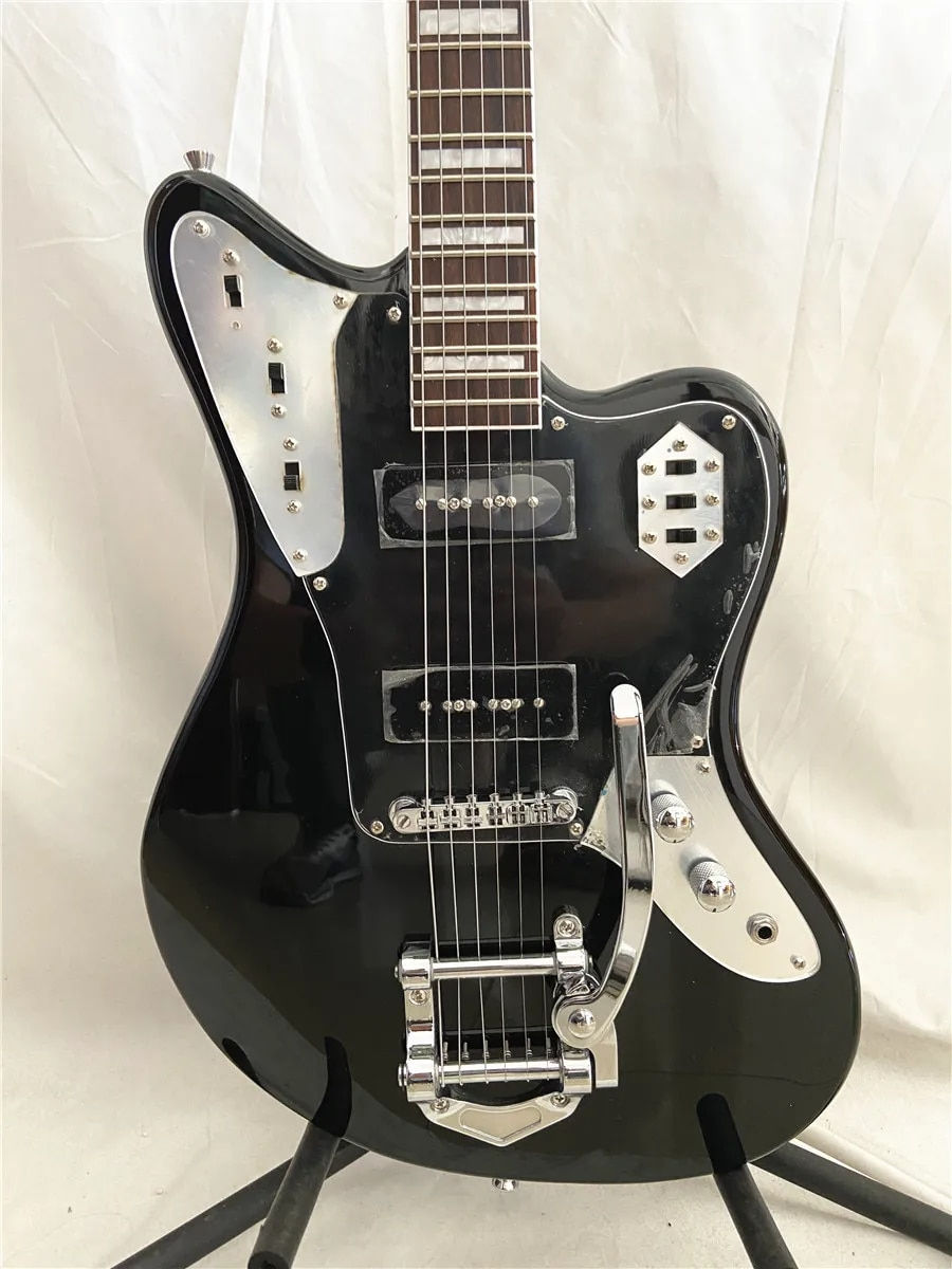 Miniatura: High quality custom Black Jazz Electric Guitar p90 pickup trill free shipping
