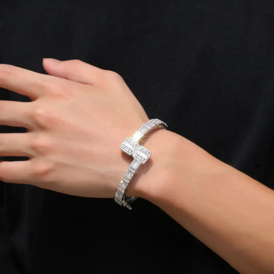 Μικρογραφία: 2021 New American Style Designer Hip Hop Iced Out Bracelet For Women With Full C