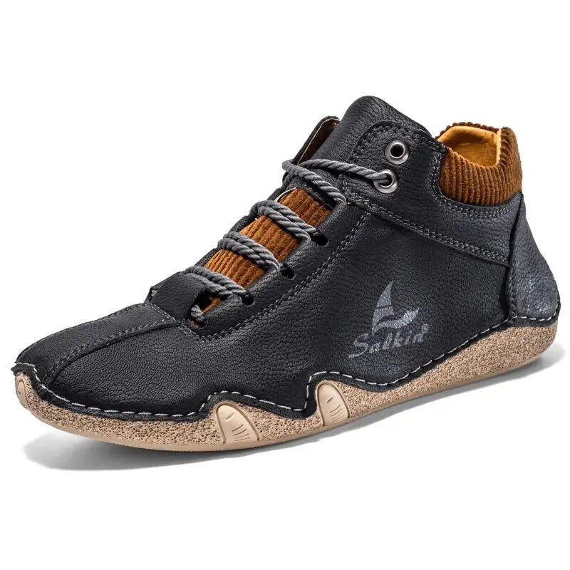 Thumbnail: Handmade Men Leather Casual Shoes Foam Light Loafers Shoes Man Plus Size Tenis M