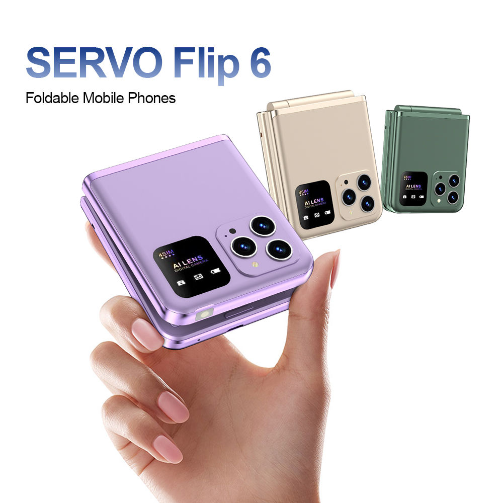 SERVO Flip6 GSM Fold Mobile Phone 4 SIM Card 2.4'' Screen Auto Call Record