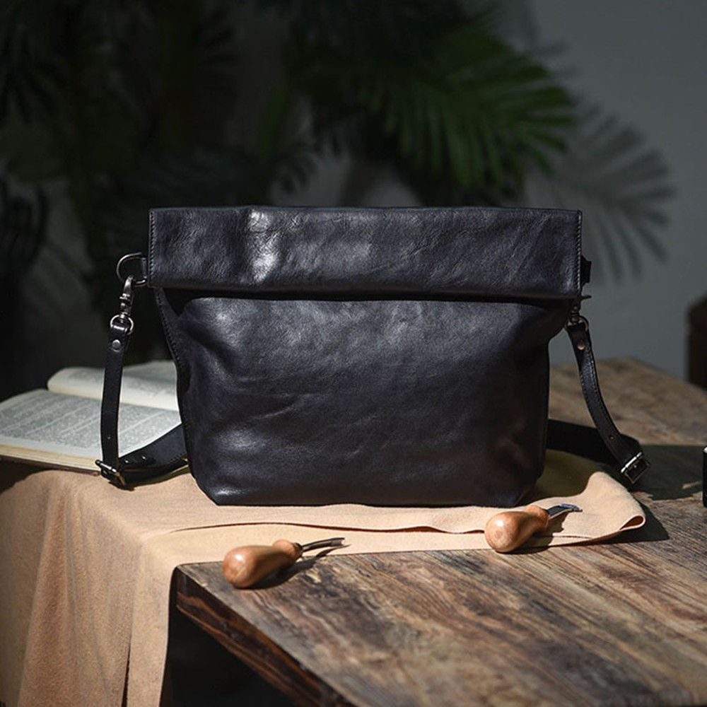 Vintage Cuir Tanné Végétal Main Hommes D'épaule de Sac