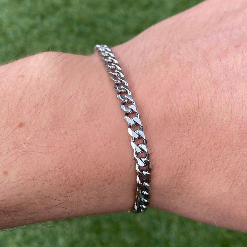 Miniaturebillede: Vnox Mens Twisted Rope Chain Bracelet, Anti Allergy Stainless Steel Metal Minima