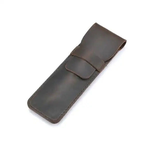 Miniaturebillede: Handmade Genuine Leather Pen Bag Cowhide Pencil Bag Vintage Retro Style Accessor