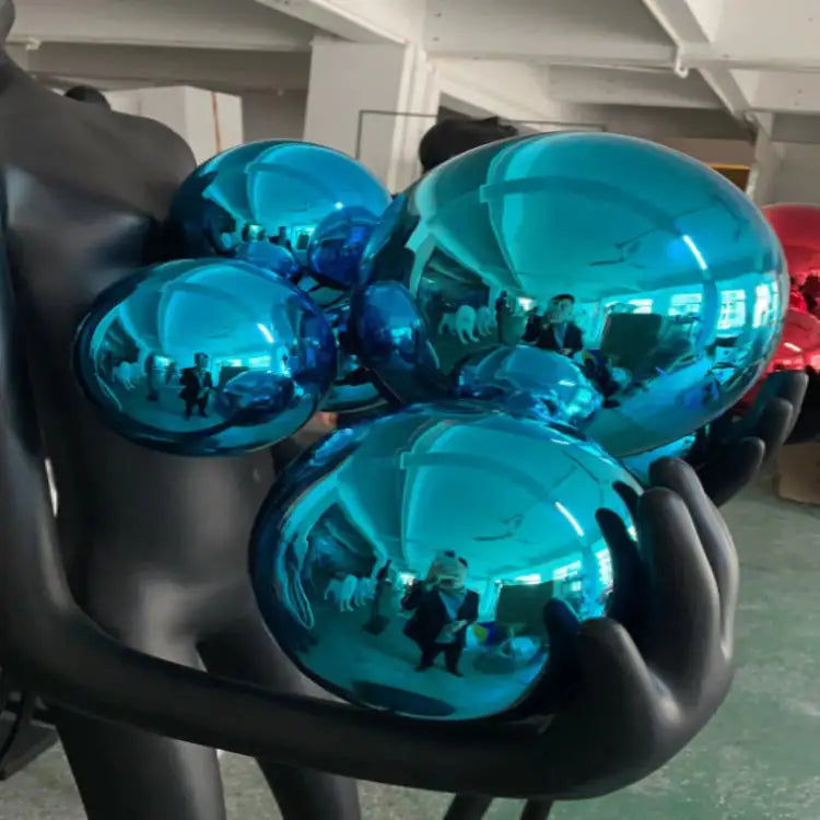 Thumbnail: Humanoid Floor Lamps Abstract Figure Art Sculpture Holding Ball Lamp Blue Decora