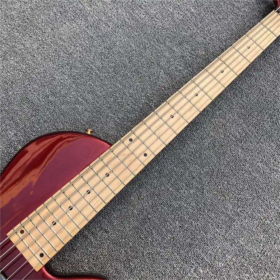 Thumbnail: Guitare basse en bois de frêne de 5 cordes de papillon rouge métallique, cou fai