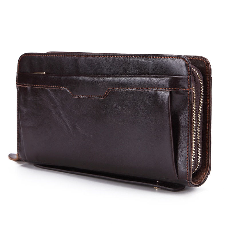 Miniaturebillede: Business Genuine Leather Clutch Wallet Men Long Leather Phone Bag Purse Male