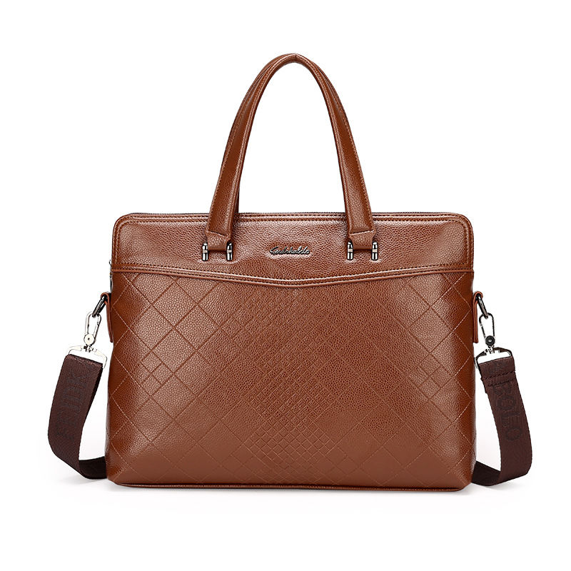 Miniatura: Leather Men's Business Portable Document Computer Shoulder Messenger Bag