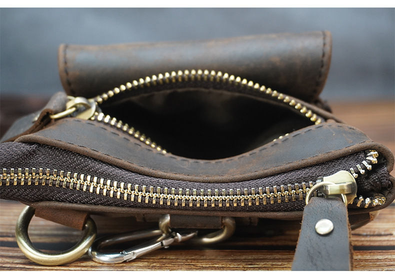 Miniatyrbilde: Sac de taille de téléphone portable en cuir véritable Niche Simple Mini