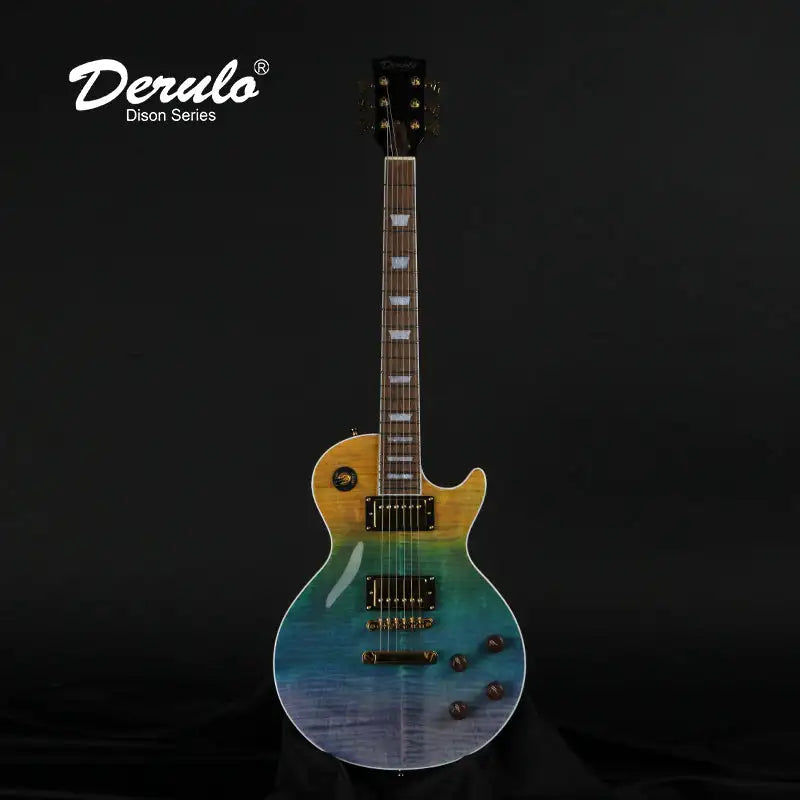 Thumbnail: Derulo LP Electric Guitar OEM Custom LP Red Flamed Maple Top gradient Neck Bindi