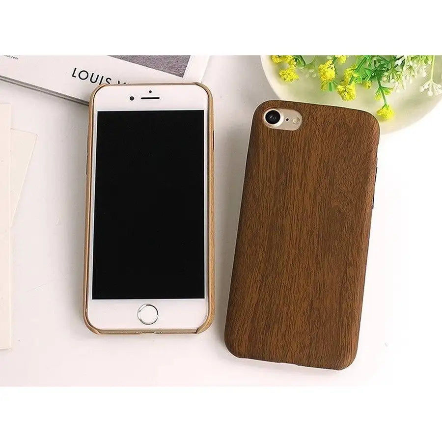 Thumbnail: Ultra Thin Slim Soft Bamboo Wooden Leather Case Cover For iPhone 5 5S SE 6 6S 7 