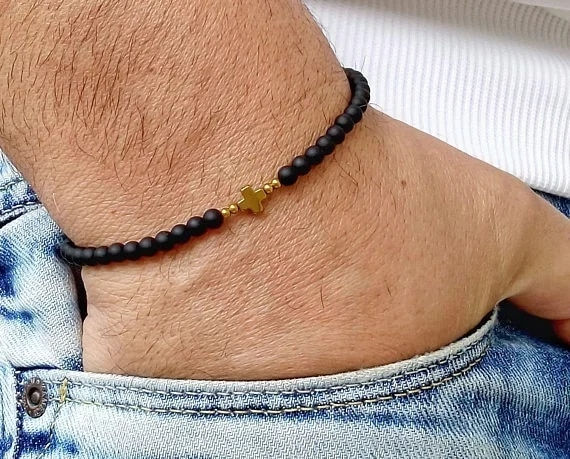 Miniatura: Bronze Tube bracelet for men, men's bracelet with Feather charm,