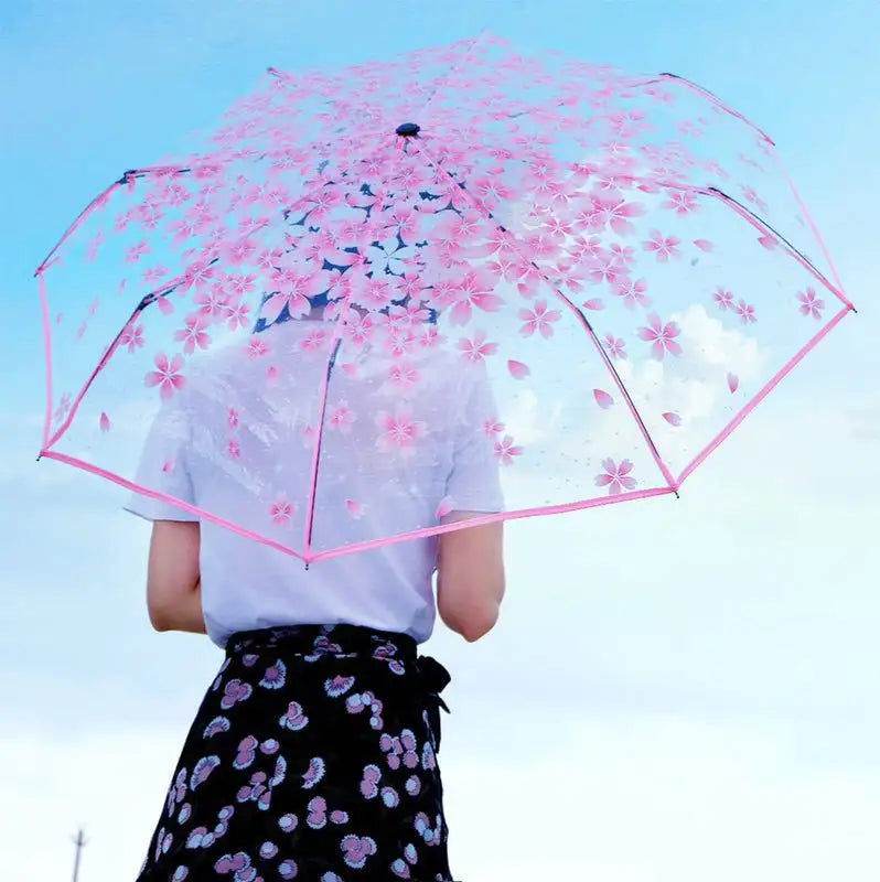 Miniaturebillede: Entièrement automatique trois-pliage femmes parapluie transparent petit frais st