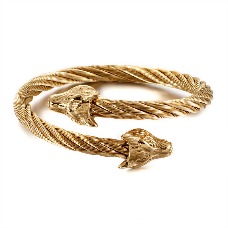 Miniatura: Bracelet tête de loup Weia en acier inoxydable créatif ornement