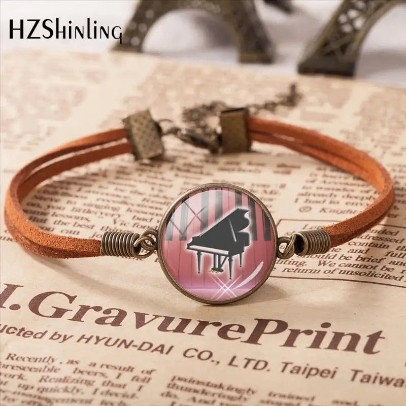 Miniatura: 2020 Grand Piano Bracelet Grand Piano Handmade Jewelry Glass Leather Bracelet Pe
