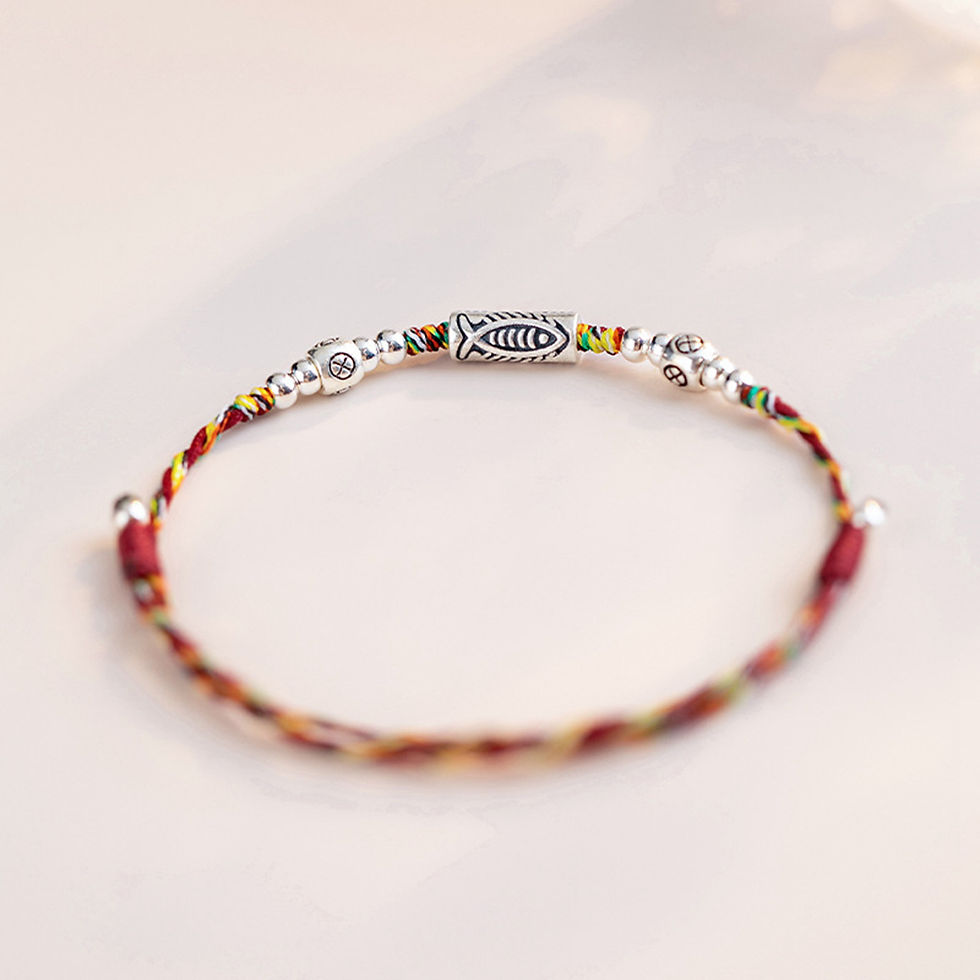 Thumbnail: Lucky Koi Fish Handmade Braided Red String Bracelet for Couple Women Adjustable 