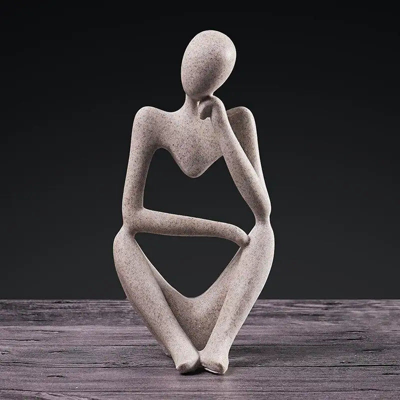 Miniatyrbild: JOLOVE Nordic Abstract Thinker Statue Resin Figurine Office Home Decoration Desk