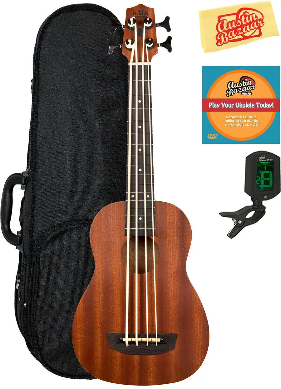 Miniaturebillede: Kala U-Bass-WNDR-FS Wanderer Acoustic-Electric U-Bass Ukulélé avec étui rigide- 
