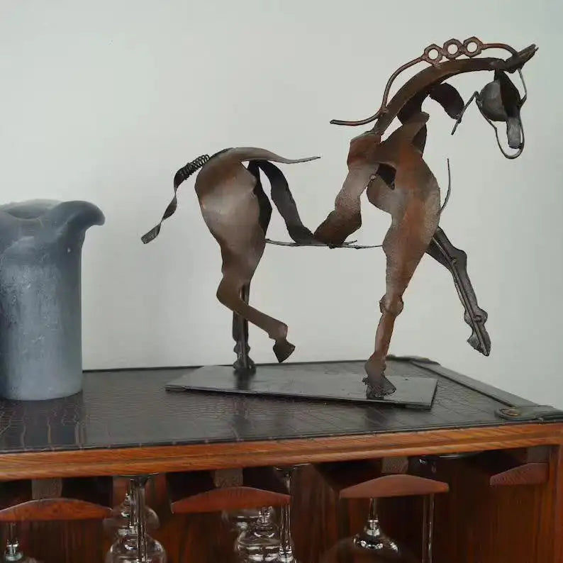 Thumbnail: Dropshipping Art Metal Horse Statue Decor Handmade Modern Horse Sculpture Handic