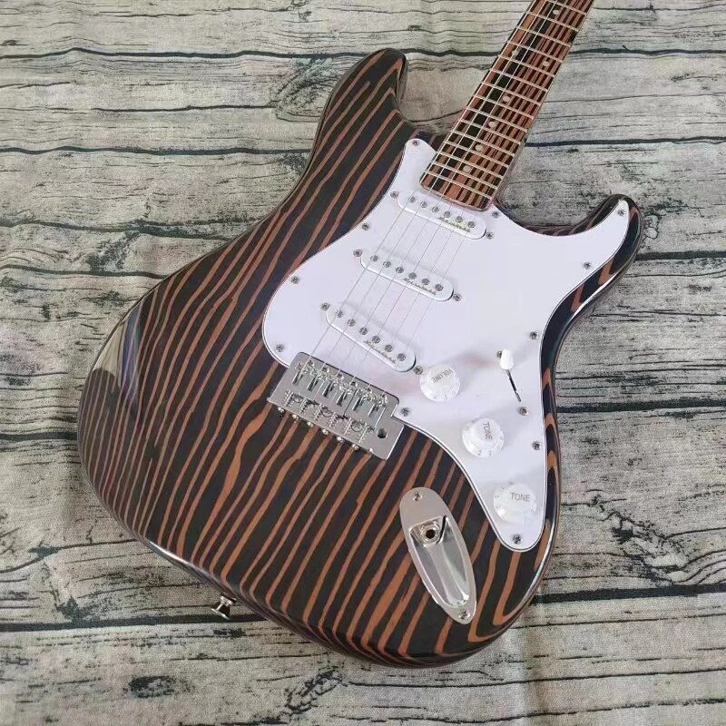 Thumbnail: Classic zebra acoustic guitar with full line sense and can be customized