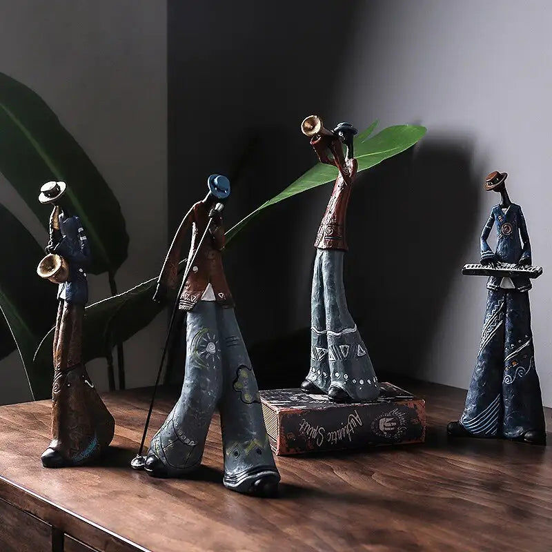 Μικρογραφία: Creative Figure Art Music Rock Band Sculpture Resin Statue Retro Musician Home D