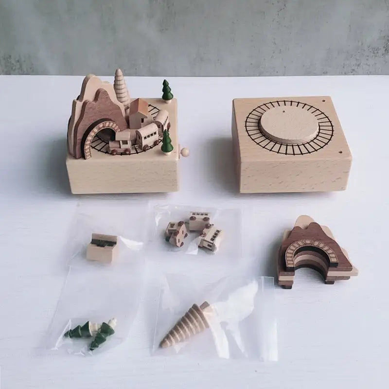 Μικρογραφία: Handmade Wooden Music Box ,Creative Retro Rotating Music Box Christmas ,Birthday