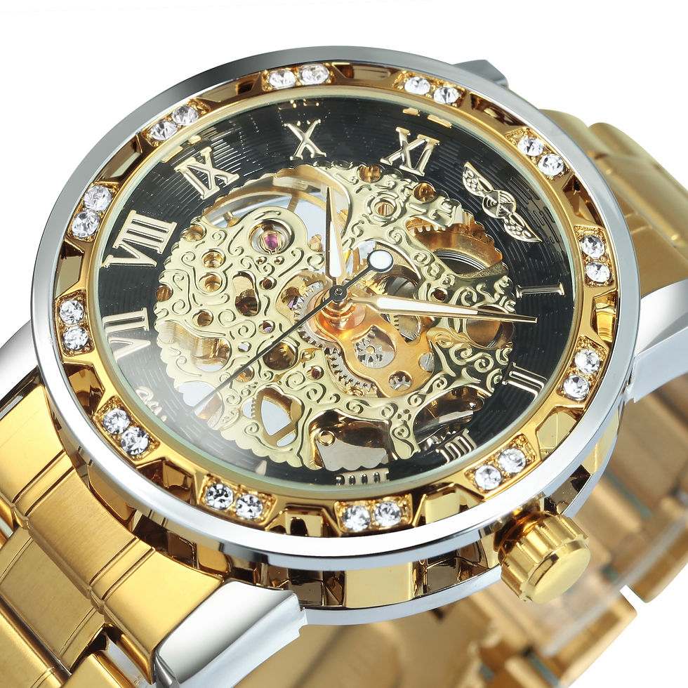 Thumbnail: WINNER Transparent Skeleton Mechanical Watch for Men Fashion Diamond Luminous