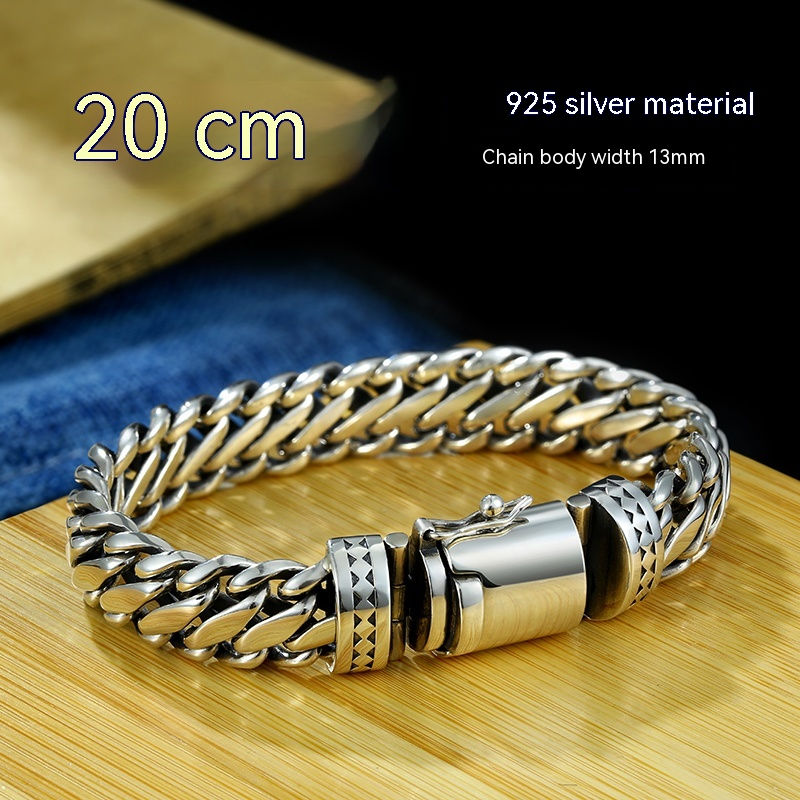 Miniatura: S925 Argent Épais Type Sense Boulon en demi-cercle Bracelet pour hommes