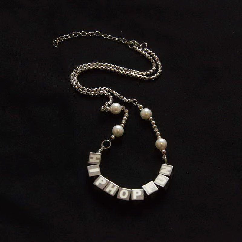 Miniatura: Stainless Steel Letter Trendy Necklace Hip-hop Minimalist Retro