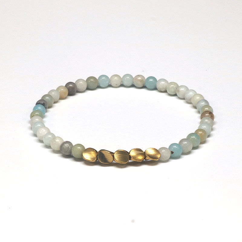 Miniatura: 4mm Natural Indian Agate Bronze Beads Bracelet