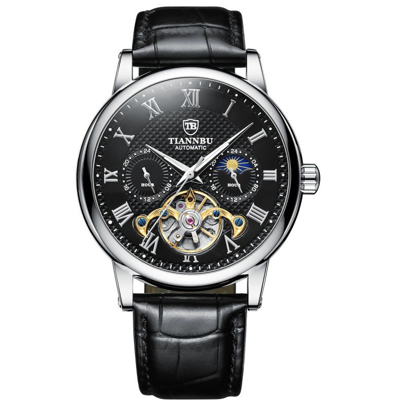 Thumbnail: Entièrement Automatique Hommes Montre Multifonctionnelle Montre de Mode