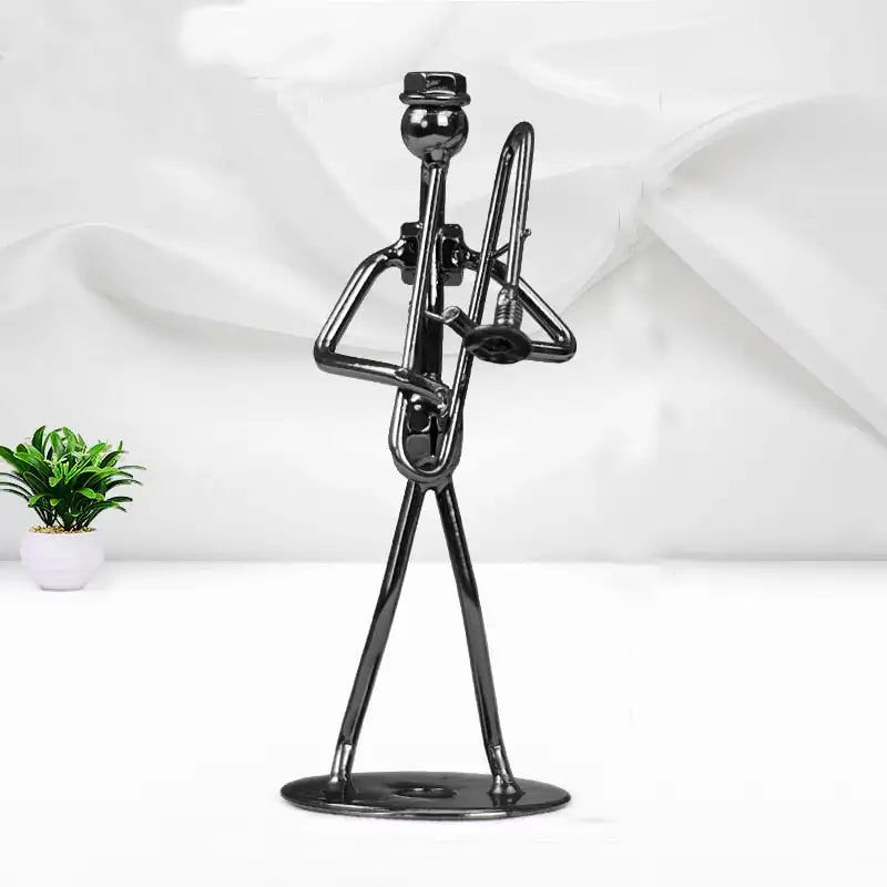 Μικρογραφία: Iron Art Man Figurine Creative Musical Instrument Band Sculpture Figurine Statue