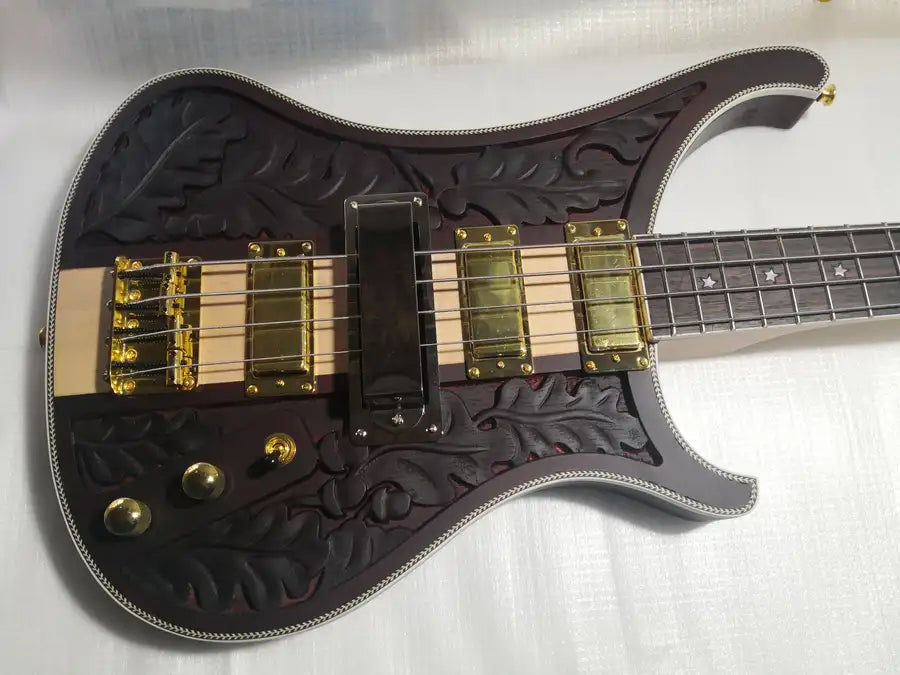 Miniatyrbilde: Guitare basse 4 cordes, basse irrégulière 400, corps de sculpture en bois de frê