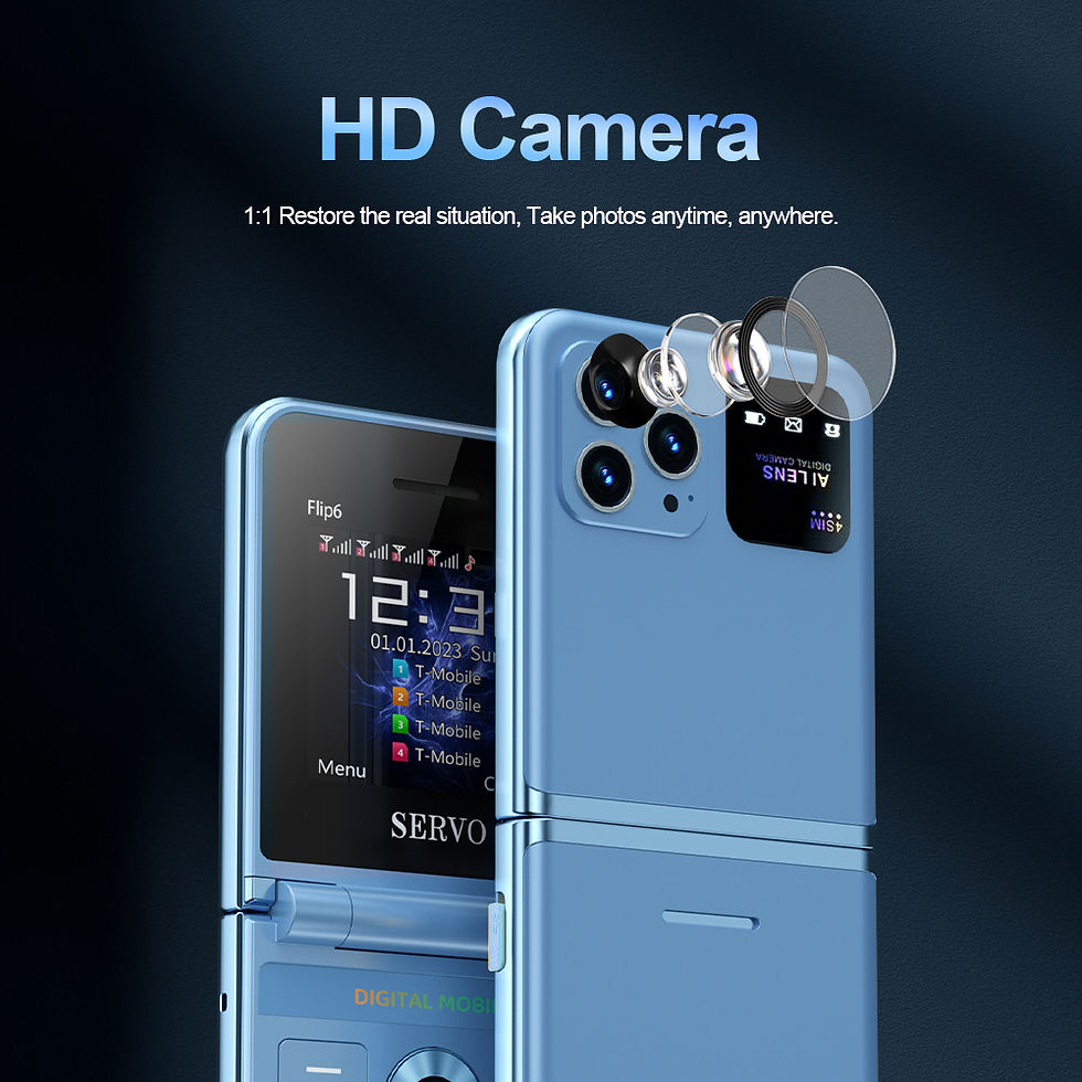 Thumbnail: SERVO Flip6 GSM Fold Mobile Phone 4 SIM Card 2.4'' Screen Auto Call Record