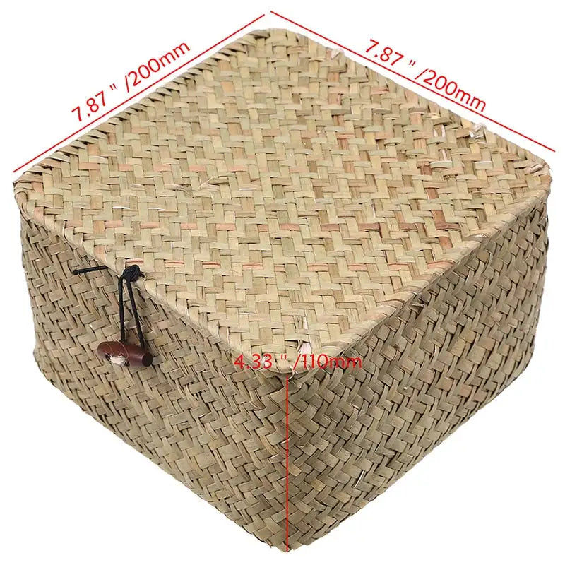 Μικρογραφία: Handmade Rattan Storage Box With Lid Hand-woven Jewelry Box Wicker Makeup Organi