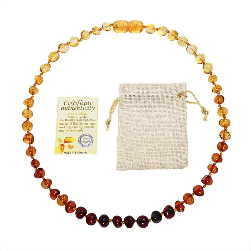 Miniaturebillede: WL Certified Authenticity Genuine Baltic Amber Teething Necklace Bracelet for ba