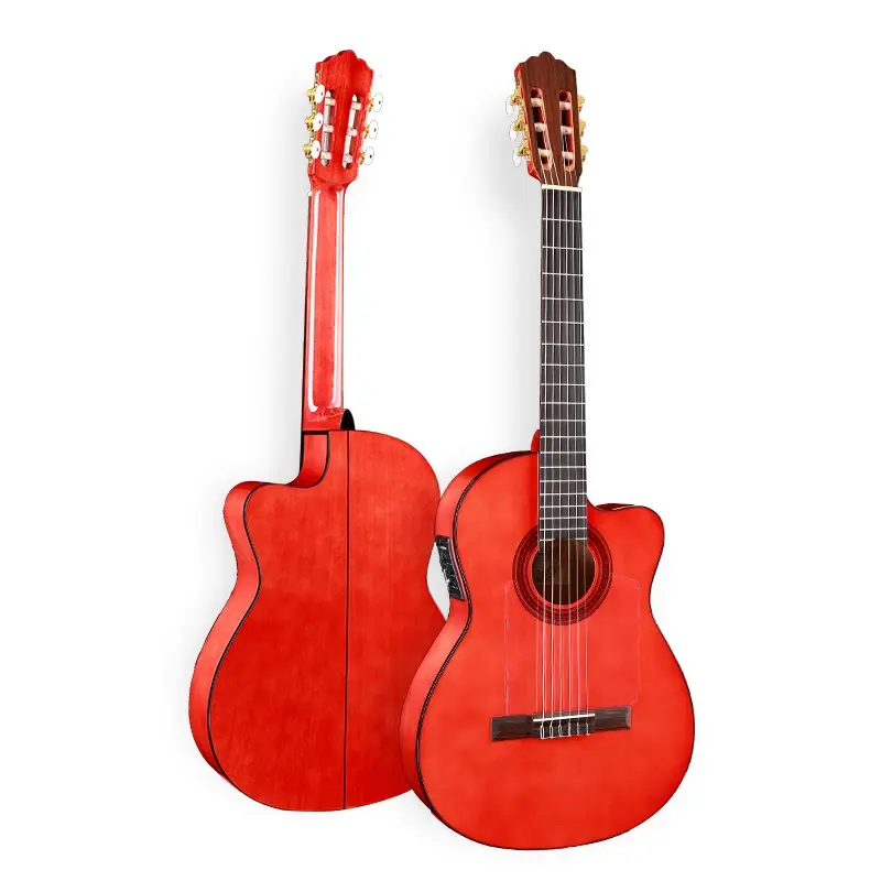 Miniatura: 39" Cutaway Electric Acoustic Flamenco guitar With Spruce/Aguadze Body+Strings,C