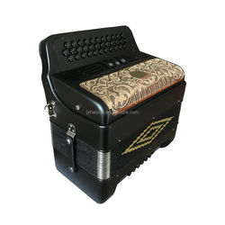 Thumbnail: 2023 Hot 34 Button 12 Bass 3 Range Shiny Black Black and Gold Grille Accordion I