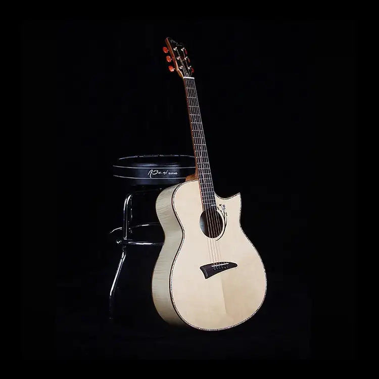 Μικρογραφία: OEM Guitar Factory wholesale Handmade Solid Wood Electric Acoustic Guitar (White