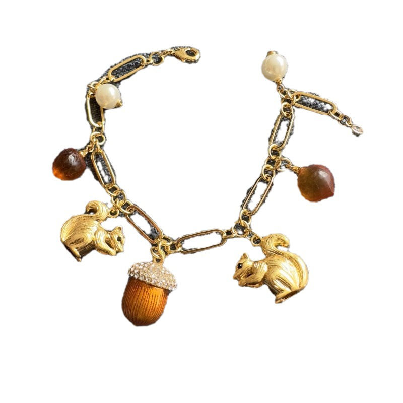 Miniatura: Bracelet Écureuil émaillé Pinecone orange émaillé