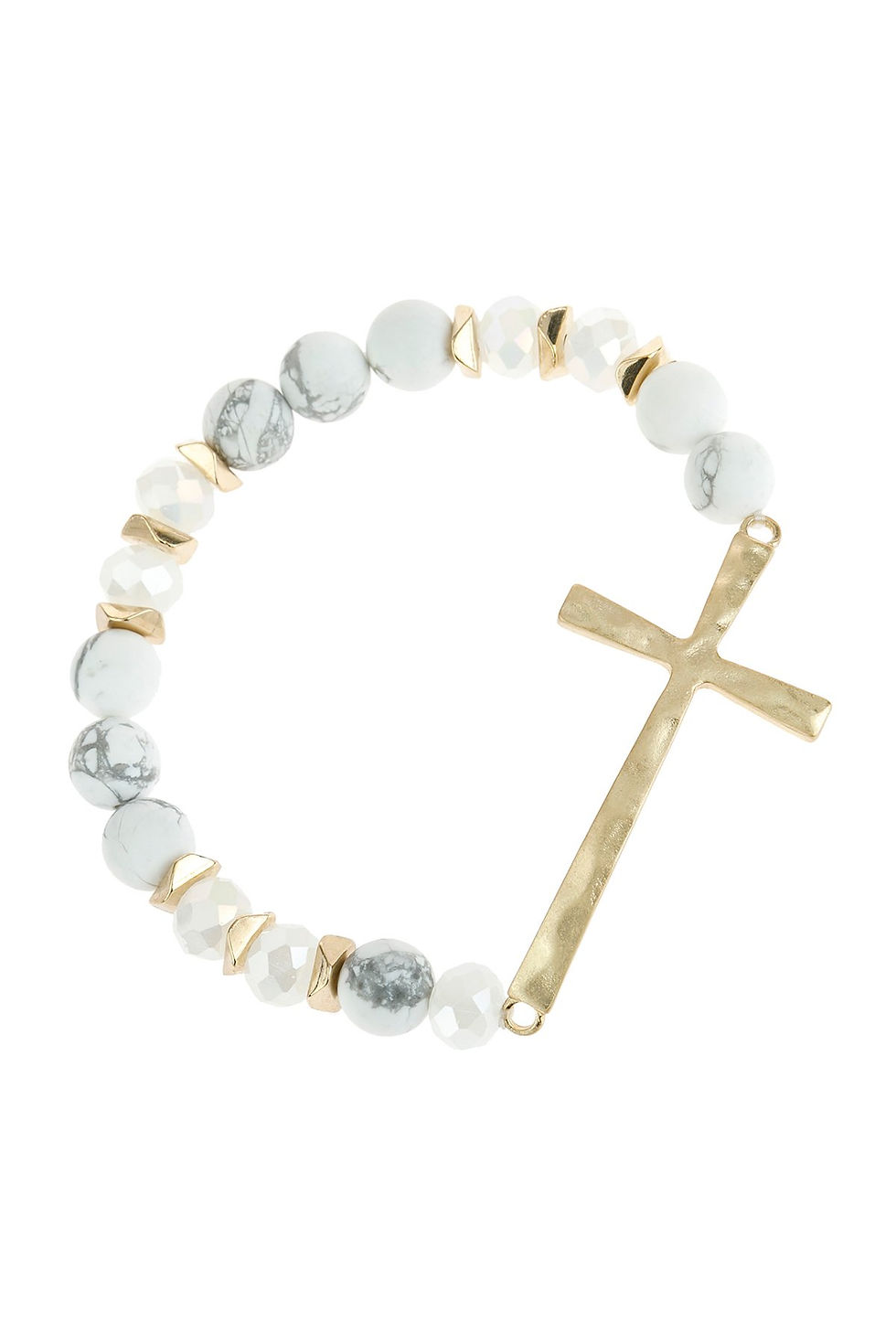 Miniatura: Hdb2998 - Mix Beads Hammered Cross Bracelet