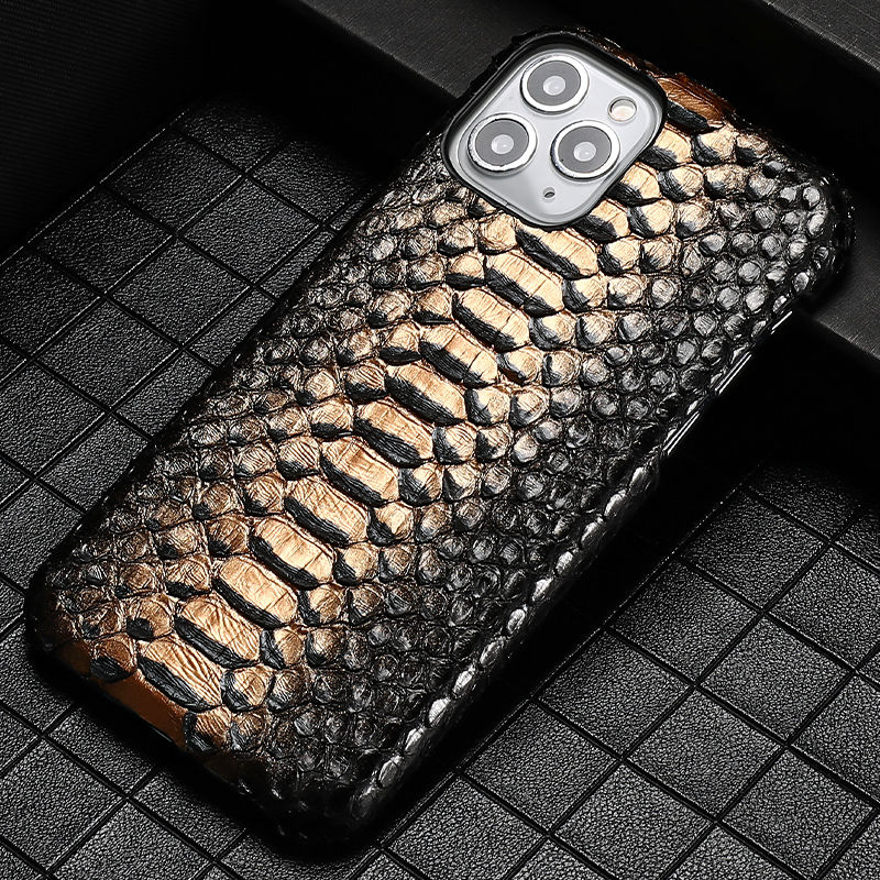 Miniatyrbilde: Étui de téléphone d'affaires de luxe haut de gamme en cuir Python homme
