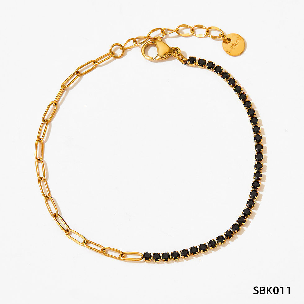 Miniatura: Stainless Steel Zircon Bracelet European And American PVD Vacuum Gold Plated