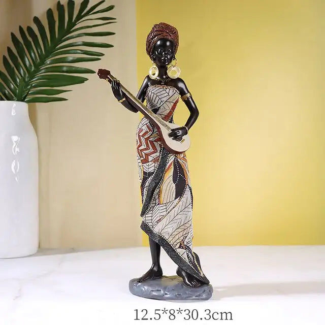 Thumbnail: Y Resin African Drum Musician Figurines Women Statue Ornaments Modern Art Figure
