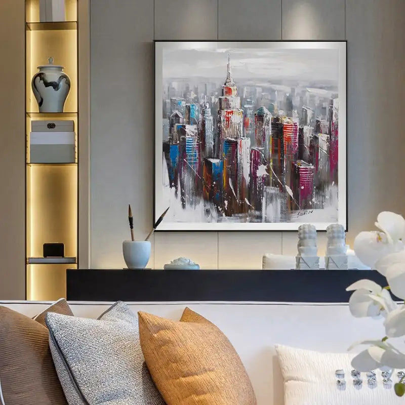 Miniatura: Handmade painting Watercolour City Landscape Abstract Oil Painting Painted Canva