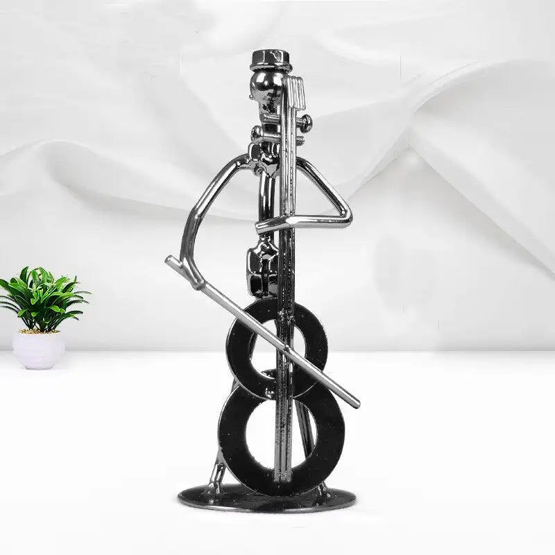 Μικρογραφία: Iron Art Man Figurine Creative Musical Instrument Band Sculpture Figurine Statue