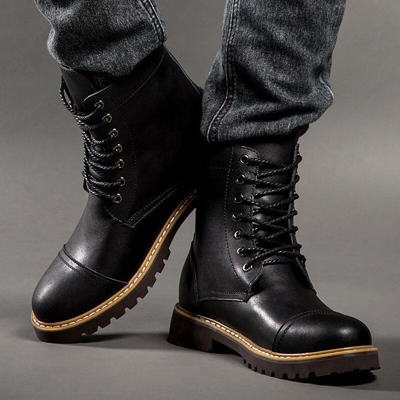 Miniatyrbilde: Genuine Leather Men's Boots For Martin Boots Plush Warm Winter High Quality